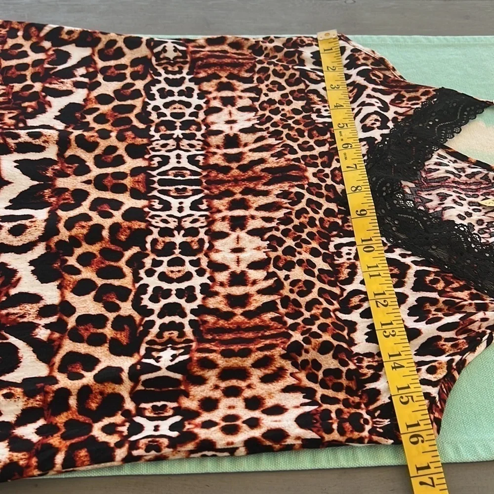 Eva Castillo Leopard Print Lace Racerback Slip Nightgown S - Picture 8 of 11